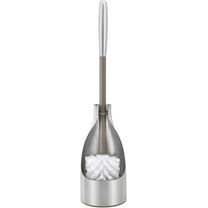 Polder Sleek Stainless Steel Toilet Brush with Caddy, Slim and Discreet Design, Open-Back Design for Odor Control, Rust-Resistant Stainless Steel