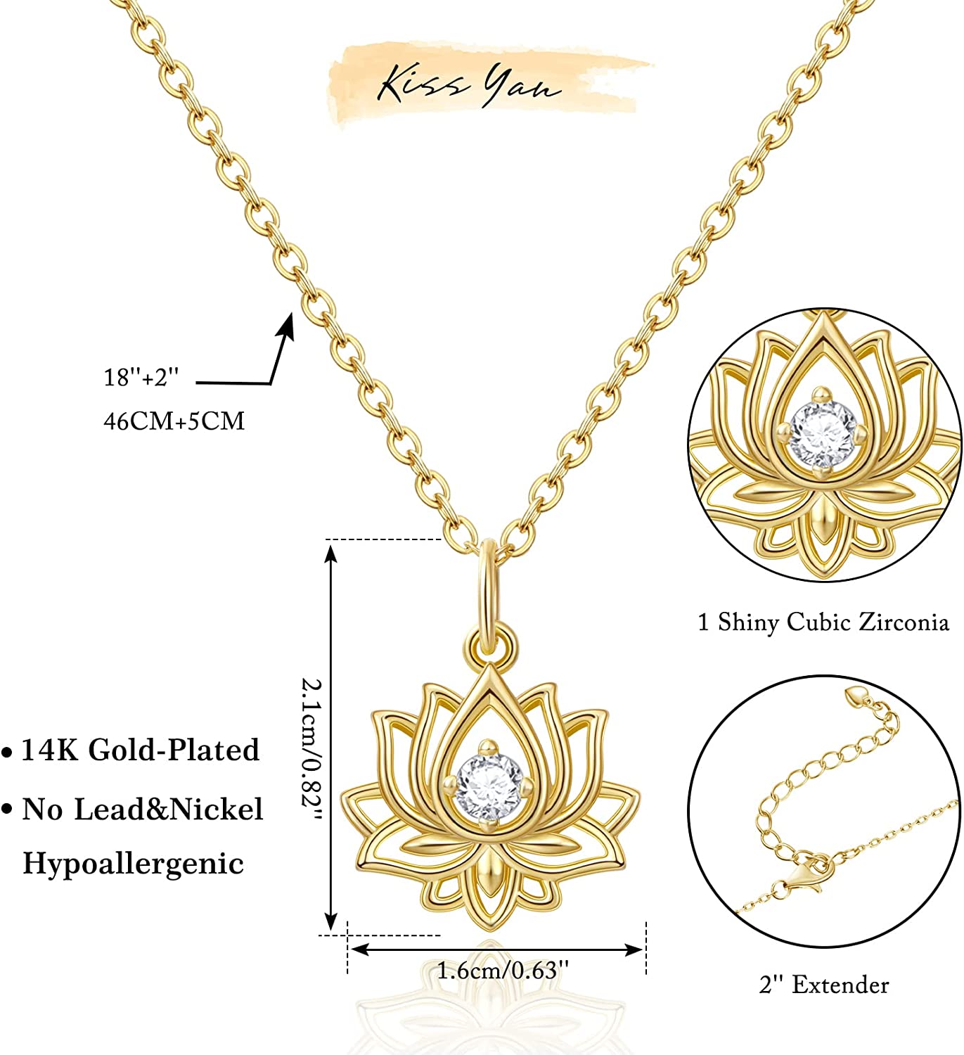 Lotus Flower Charm Necklace —