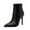 Black, variant on QQAMB Womens Kitten Heel Ankle Boots Pointed Toe Buckle Side Zipper Tassel Fall Winter Booties Shoes