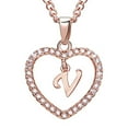thumbnail image 2 of SANAG 26 Letters V Heart Shape Pendant Necklace Rhinestone Rose Golden Clavicular Chain Jewelry Couple Gift, 2 of 5