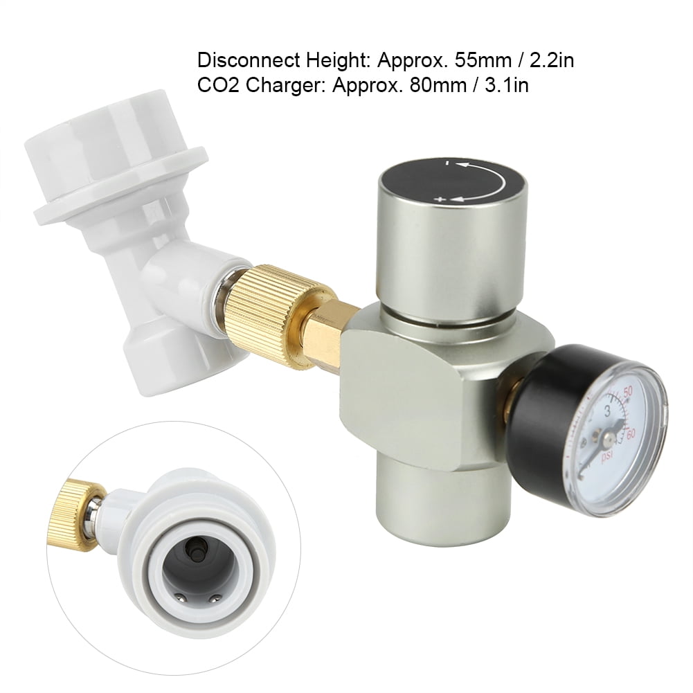 CO2 Regulator, Homebrew Beer CO2 Regulator Charger Gas Disconnect with Plastic Connector 0-60PSI Ball Lock Gas Disconnect