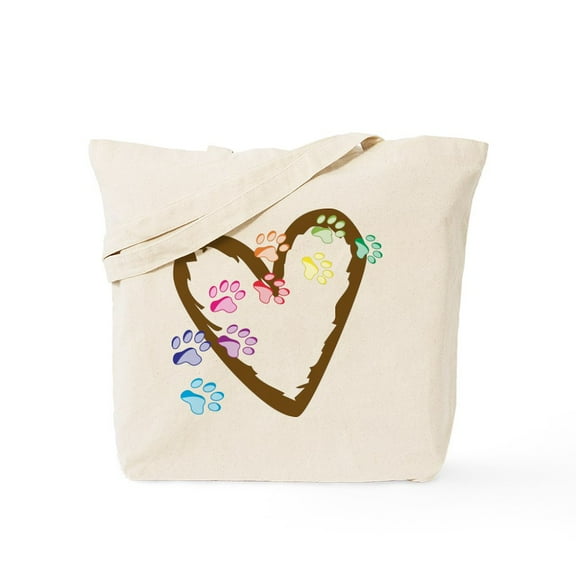 CafePress - Paw Heart Tote Bag - Unisex Canvas Tote Bag, Beige, 1-Piece