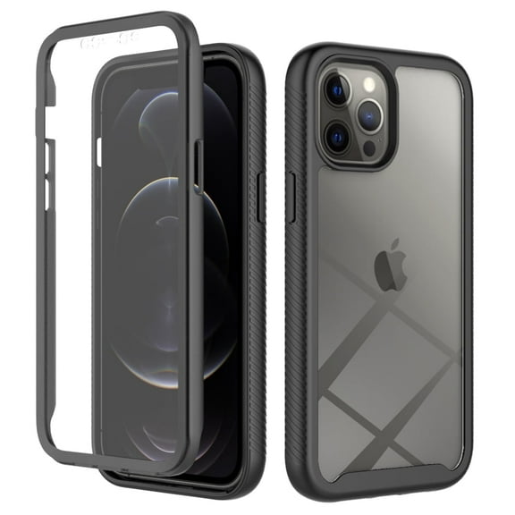For iPhone 11 Pro Max Case with Built in Screen Protector,New Full-Body Shockproof Rubber Hybrid Protection Crystal Clear PC Back Protective Phone Case Cover for Apple iPhone 11 Pro Max,Black