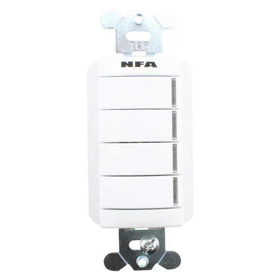 Lithonia LC&D BR4-BWH-PWH Digital Wall Switch, Rocker, 4-Button, White