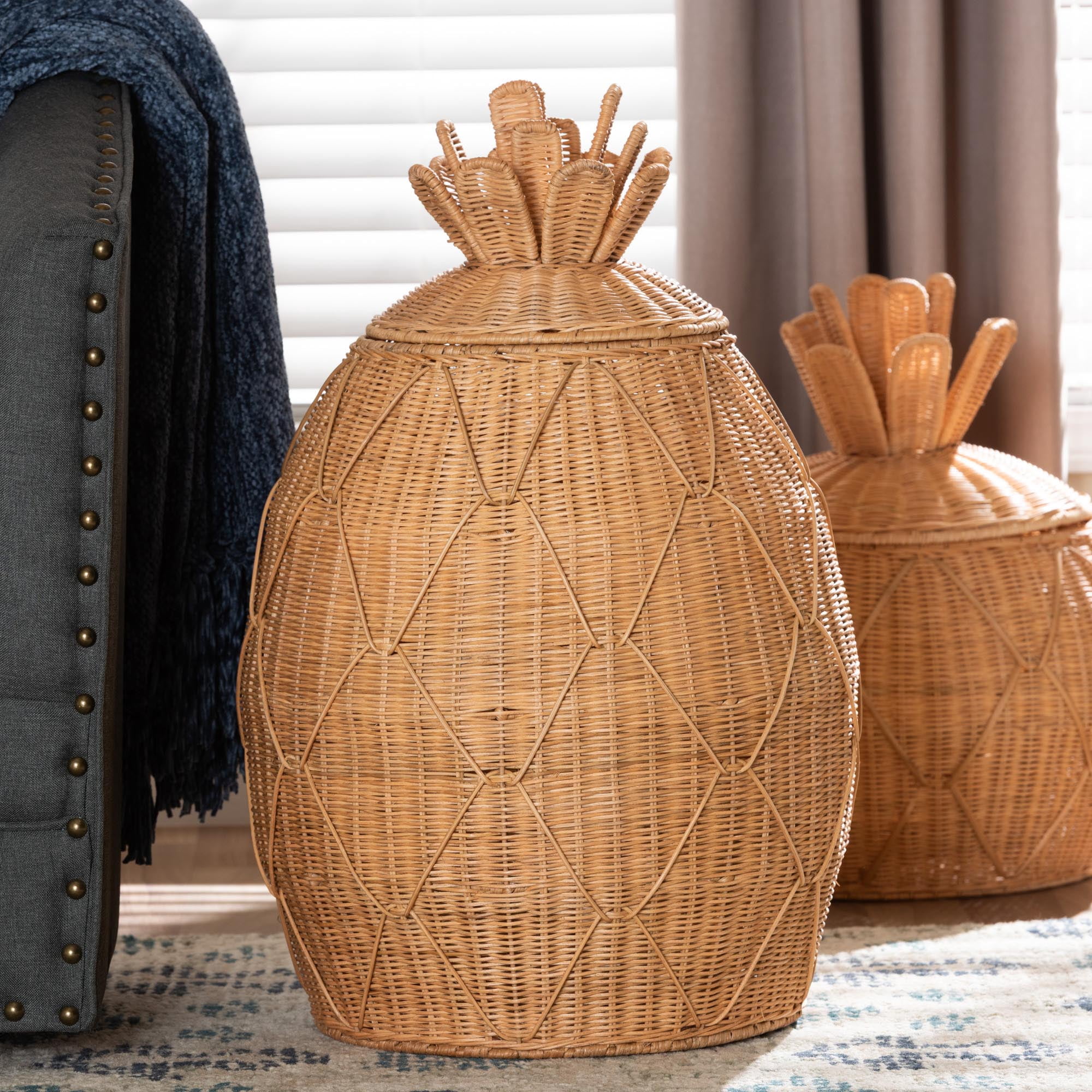 bali & pari Pelham Boho Laundry Hamper, Large, Light Honey