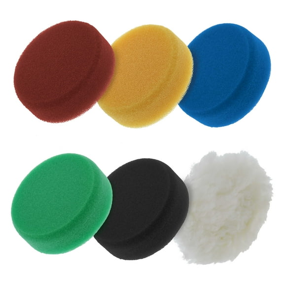 4" DA Pad Kit 5 Foam & 1 Wool Grip Polishing Pads, Buff Polish Detail Car Boat