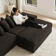 thumbnail image 4 of 104" Cloud Sectional Couch with Chaise, Modular L Shaped Sofa with Deep Seat and Armrest Storage, Soft Fluffy Corduroy Couches with 8 Pillows for Living Room, Black, 4 of 8