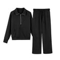 thumbnail image 4 of Girls Sweatsuit Tracksuit Set Teen Kids Pullover Sweatshirts and Sweatpants Sweat Set Lounge 2 Piece Outfits,Black 7-8 Years, 4 of 7
