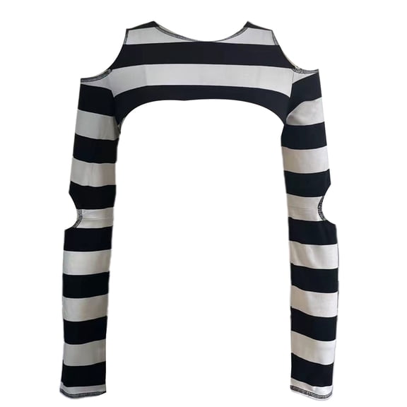 Aellinatey Hollow Out Sheer Mesh Cold Shoulder Sweater Shrug Women Summer Knitted Crop Top