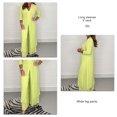 thumbnail image 4 of Conjunto de pantalones largos para mujer, conjunto informal de dos piezas de manga larga, Color sólido, cuello en V, moda, 4 of 6