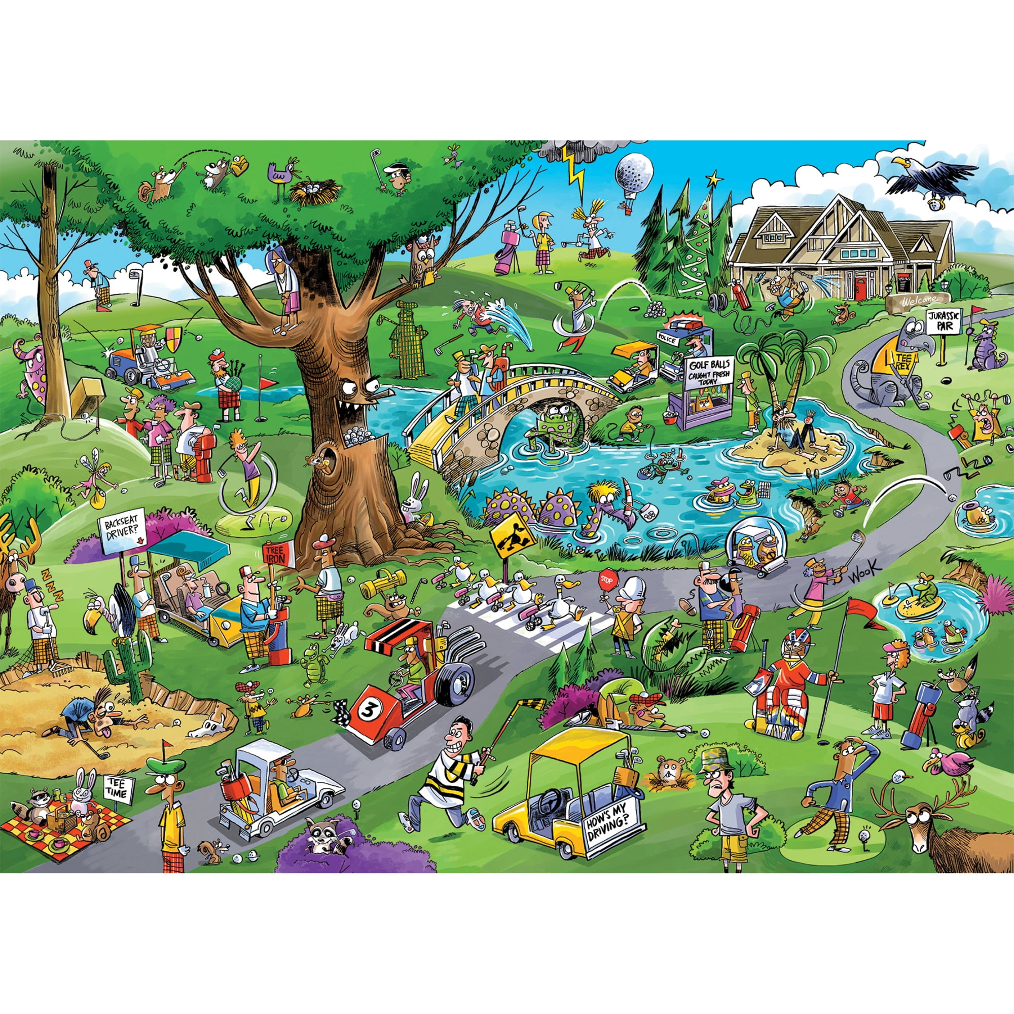 Cobble Hill DoodleTown: Par for the Course - 1000 Piece Puzzle - Reference Poster Included, High Quality Jigsaw