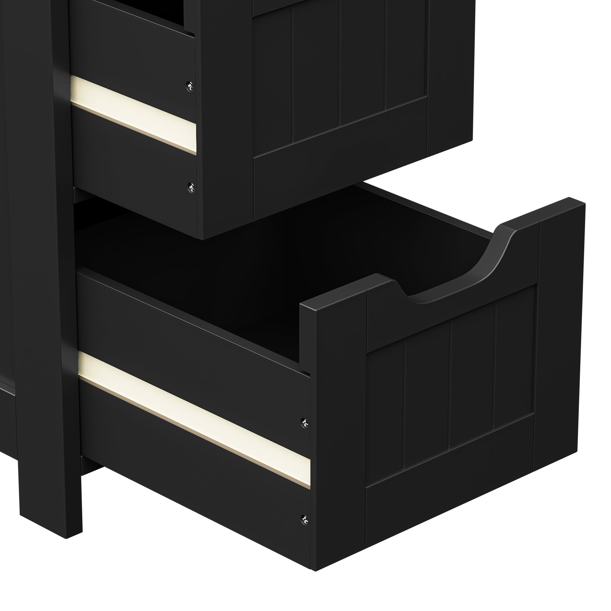 HomGarden 4 Drawers Small Bathroom Storage Cabinet Floor Side Cabinet, Black