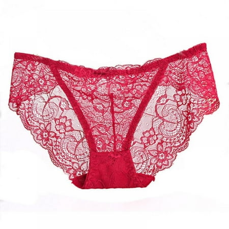 

Xmarks Womens Underwear Invisible Seamless Bikini Lace Underwear Half Back Coverage Panties Red M