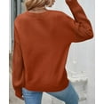 thumbnail image 3 of YOGAFOX Women Casual Oversized Cable Knit Long Sleeve Pullover Sweater Deep Orange XL, 3 of 5