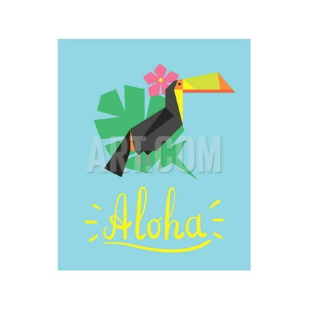 Flower Card Template - Invitation Card Template with Geometric Tropical Bird and Flower Print Wall Art By Radiocat