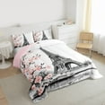 thumbnail image 3 of Homewish Pink Cherry Blossom Bedding Comforter Set,Prias Eiffel Tower Twin Comforter Sets,Japanese Sakura Bedding Set For Girls Kids,Ultra Soft Home Decor Reversible,2-Piece, 3 of 8