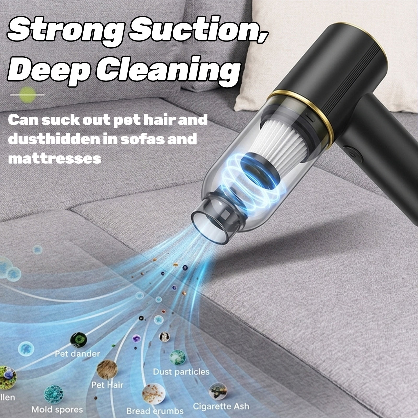 Portable Car Vacuum Cleaner High Power 12000PA, 6 in 1 Cordless Rechargeable Handheld Vacuum, Air Blower Pump Duster for Car Home Office Pet Hair.(USB-C Charging Port)