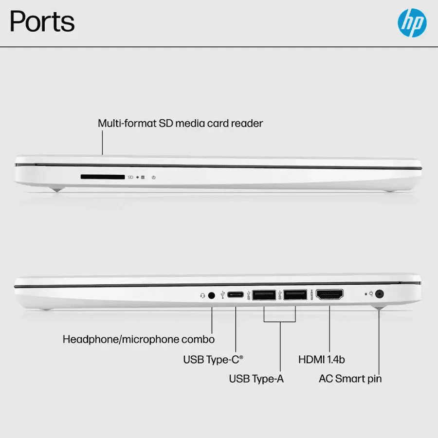 HP 14” HD Laptop, Intel Celeron N4500, 4GB RAM, 64GB eMMC, Windows 11 Home in S Mode, 1 Year Microsoft 365 included