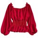 thumbnail image 3 of Camisa de gasa Mujer Blusa de color sólido Manga larga con hombros descubiertos Top corto Advancent AP001665-01, 3 of 7
