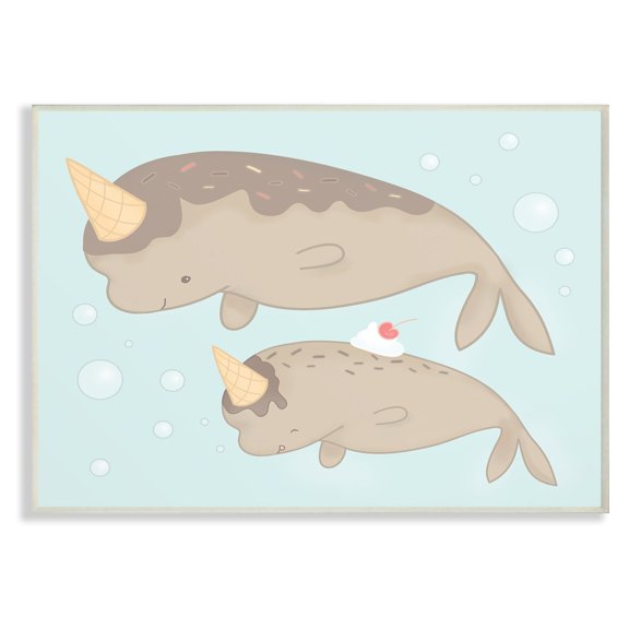 The Stupell Home Decor Collection Cartoon Chocolate Ice Cream Narwhals Wall Art