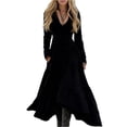 thumbnail image 2 of Women's Casual Dress Long Sleeve Western Cowboy Patchwork Fitted Denim Style Midi Dress for Spring Fall,Black,L, 2 of 4