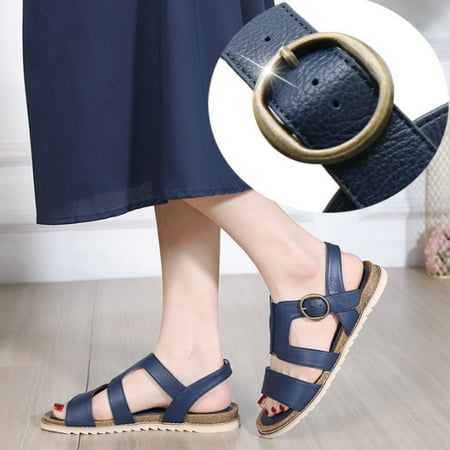 

Cathalem Dark Wedges Sandals for Women Fashion Summer Casual Shoes Trendy Heels Wedges Shoes Ladies Pu Leather Women Bow Sandals Blue 7.50