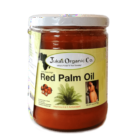 Juka's Organic Co. Red Palm Oil 1/2 Liter - 16oz (Best Red Palm Oil)