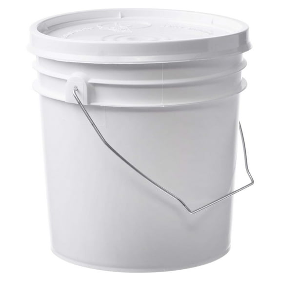 1 Gallon Bucket with Lid, HDPE, 6 Pack (White)