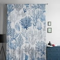 thumbnail image 5 of Ocean Coastal Coral Semi Sheer Curtains Drapes for Living Room,Bedroom,French Doors Window 108 Inches Long,Blue Grey Abstract Flower Plant Fish Rod Pocket Chiffon Curtain Drapery Voile Drape Panel, 5 of 6