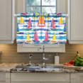 thumbnail image 2 of Yayeee Kitchen Curtains Tier Pair Light Filtering 27"x24" Rod Pocket Short Cafe Window Panel, Yellow Hand Drawn Sailboats, 2 of 7