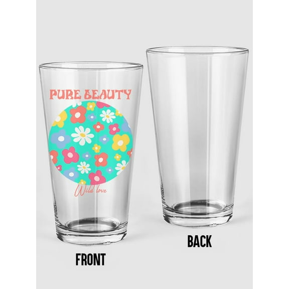 Smartprints Pure Beauty Wildflower Badge Pint Glass -Image by Shutterstock, 16 oz Transparent Glass