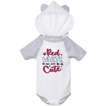 

Inktastic 4th of July Red White and Cute with Arrow and Stars Gift Baby Boy or Baby Girl Bodysuit