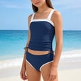 thumbnail image 5 of mgoYE Girl Swimsuits Size 8 Girls Swimsuit Bikini Set 2 Piece Bathing Suits Color Block Criss Cross Swimwear(Blue,5-6 Years), 5 of 6