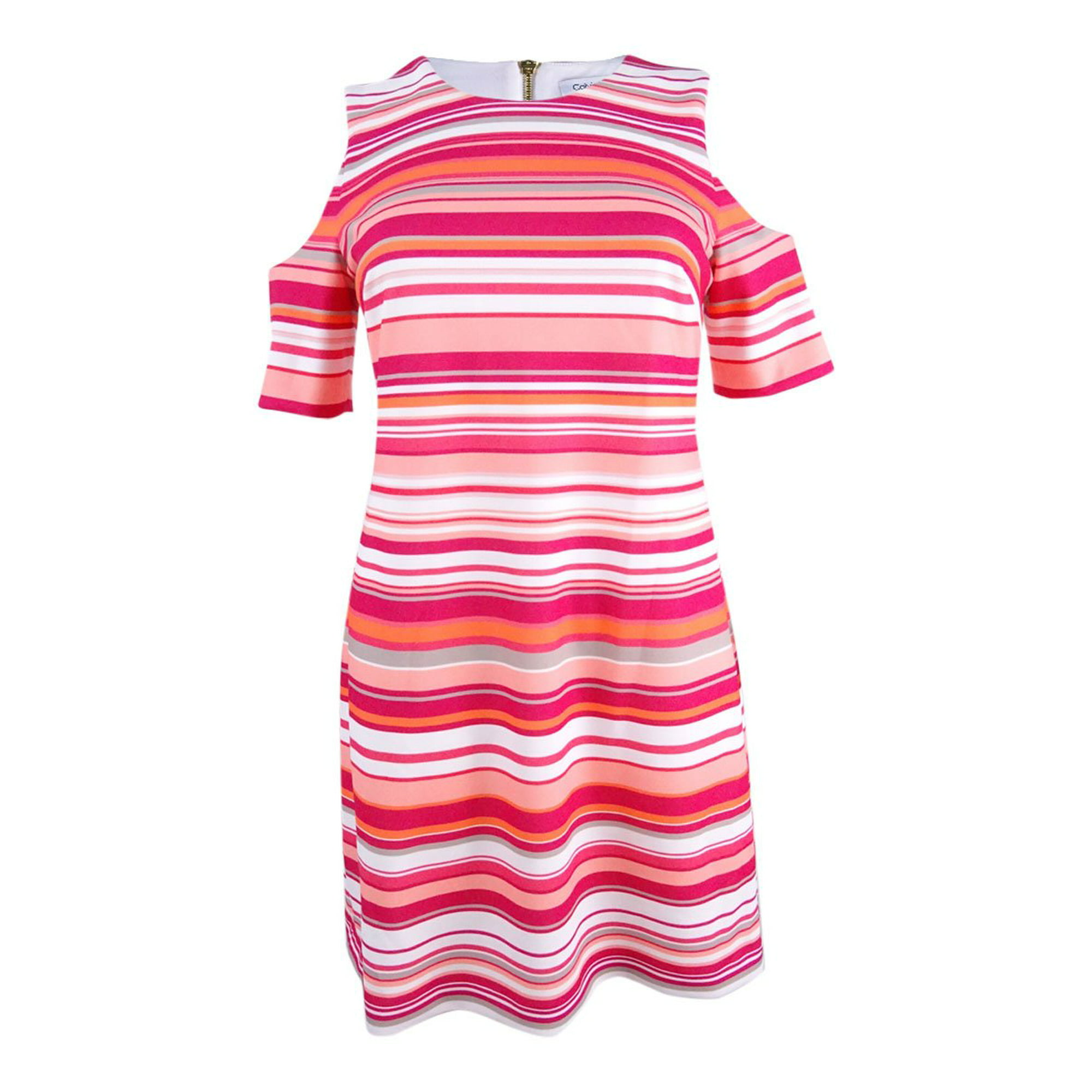 Calvin Klein Women's Plus Size Round Neck Sleeveless Cold Shoulder Stripe  Dress, Hibiscus Multi, 20W | Walmart Canada