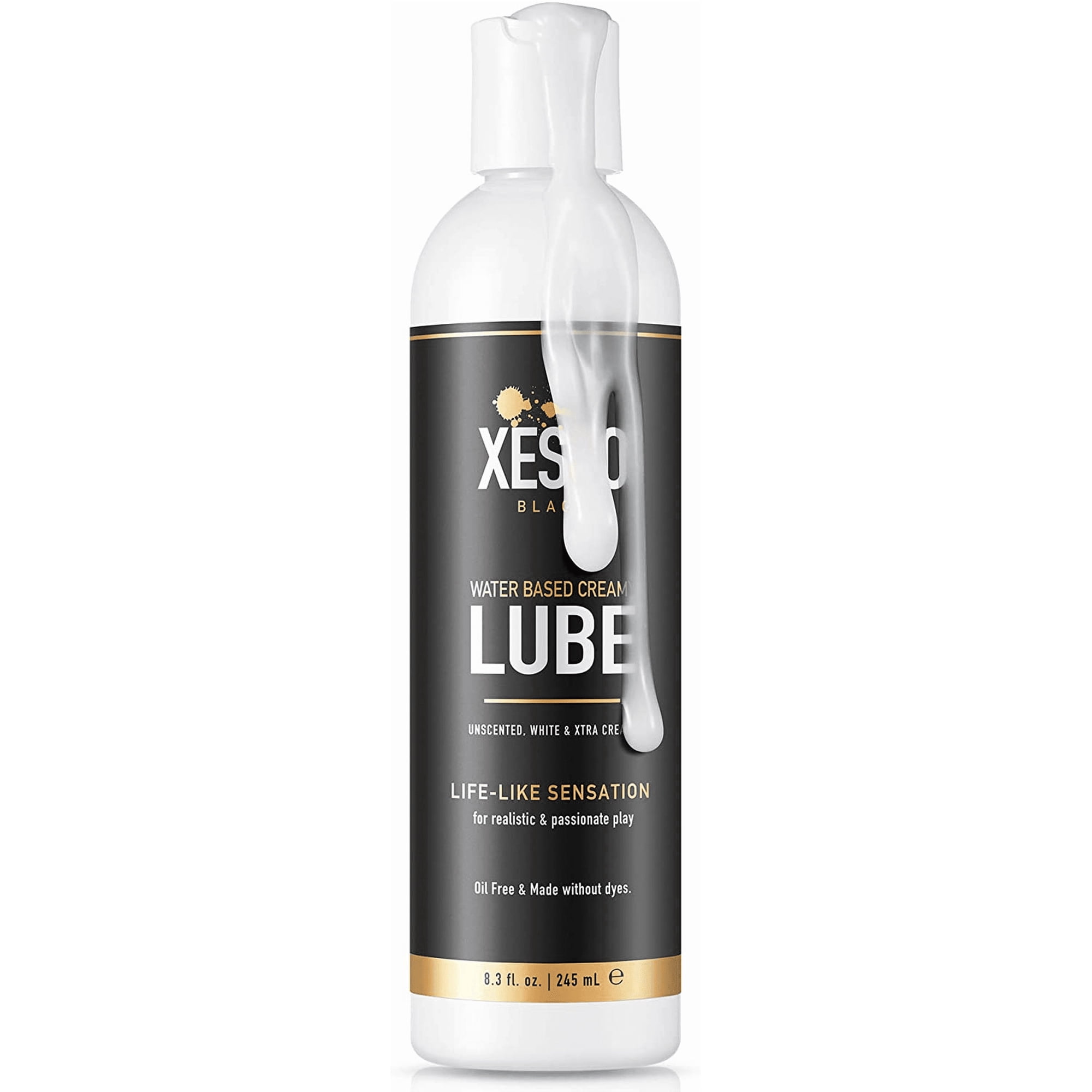 Waterbased Creamy White Lube, Unscented Long-Lasting Gel Glide for Sensitive Skin, Women & Men & Couples, Massage, Slippery, Made in US