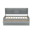 thumbnail image 6 of Twin Size Wooden Captain Bed with Built-in Bookshelves,Wooden Daybed Frame with Three Storage Drawers and Trundle,Light Grey, 6 of 9