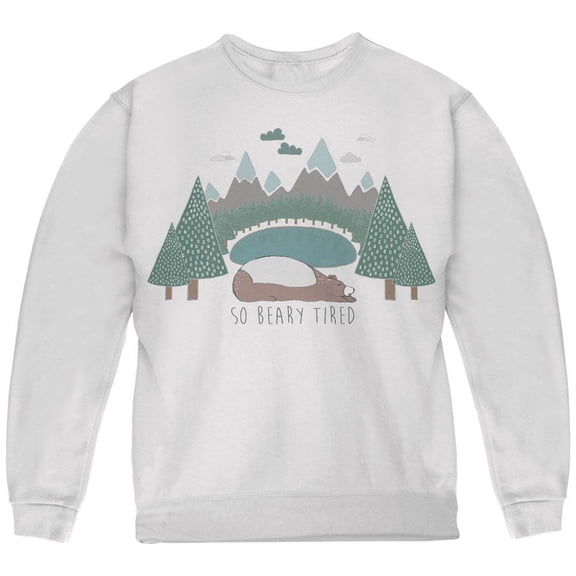 Autumn So Beary Very Tired Bear Pun Youth Sweatshirt White YLG