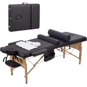 BestMassage Lit de massage 3 plis 84 pouces Table de massage Spa Lit réglable en hauteur Lash Bed, Noir, 1 pièce