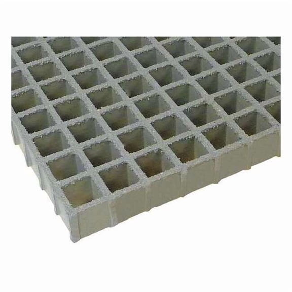 Fiberglass Molded Grating, 60 in Span, Grit-Top Surface, Light Gray