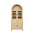 thumbnail image 5 of 71" Tall Arched Pantry Cabinet, Farmhouse Kitchens Storage Cabinets with 1 Large Drawer and 4 Doors, Freestanding Versatile Cupboard for Living Room, Natural, 5 of 9