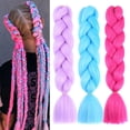 thumbnail image 2 of Xiao Hua crochet braided hair, 3PC 23.6 inch long heat-resistant braided hair extensions, twisted crochet braided pre stretched knotless braided DIY styling braided hair products, B213, 2 of 2