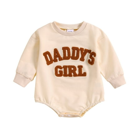 

Kwasome Baby Toddler Romper Girls Letter Prints Jumpsuit Winter Round Neck Long Sleeve Outfits School Fashion Daily Wears Beige 3-6 Months