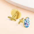 thumbnail image 7 of PhooArto Men's Classic Stainless Steel, Watercolor Blue Butterflies Pattern Cufflinks Business Wedding Shirts, Golden, 7 of 7