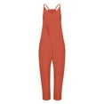 thumbnail image 4 of Cameland Plus Size Women Casual Jumpsuits Cold Shoulder Capris Pants Solid Suspender Straight Leg Pockets Rompers, 4 of 4