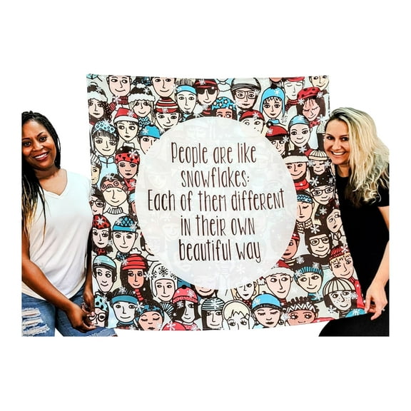 Birdy Boutique “Different People, Different Snowflakes” Tapestry – 48" x 48" Educational Wall Art