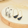 thumbnail image 5 of Natural Lapis/Rose Quartz/Black Onyx/ Agate Stones Dangle Drop Hoop Earrings for Women,Stainless Steel Split Double Hoops Earring,14K Gold Plated Wire Threader Earrings, 5 of 7