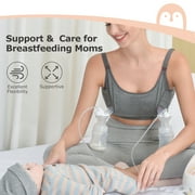 Momcozy Maternity Nursing Bra, Hands Free Pumping Bra, Maternity Breastfeeding Bras Suitable for Breastfeeding-Pumps, Gray Medium