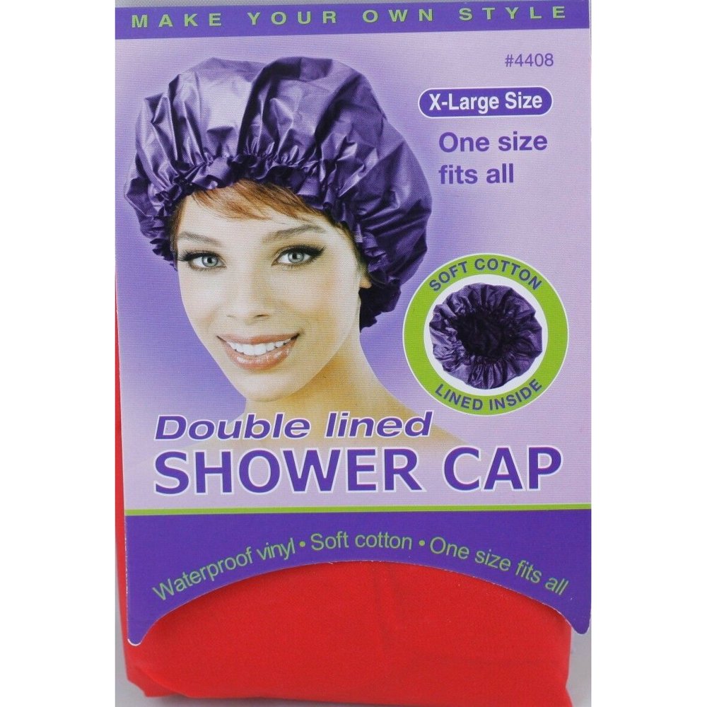 Waterproof Shower Cap Soft Vinyl & Cotton X Large Double Lined 4408