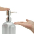 thumbnail image 3 of Unique Bargains 1 Pc Reusable Round Bottom Vertical Stripe Soap Dispenser 13.53oz Silver Tone, 3 of 6