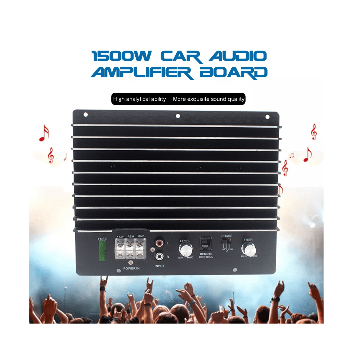 12V 1500W Mono Car Audio Amplifier Powerful Bass Subwoofer Amplifier ...